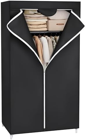 SONGMICS RYG83H Fabric Wardrobe, Folding Wardrobe with Hanging Ba...