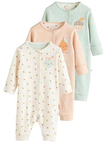 NEXT Bebés niña Pack de 3 Pijamas Tipo Pelele sin pies con Cierre de Botones a presión para bebé Crema 6 Meses