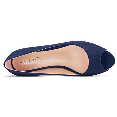 HEUIVZAR Pumps for Womens Open Peep Toe Low Kitten Heel Slip On Suede Casual Comfort Dress Shoes 1.5 Inch4