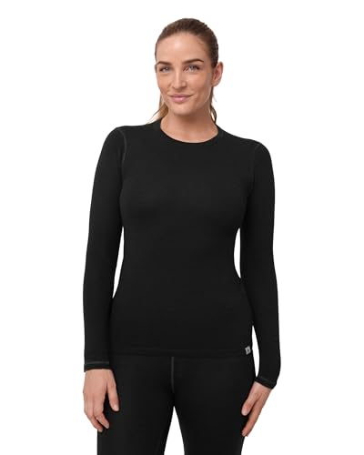 DANISH ENDURANCE Camiseta de Manga Larga de Lana Merino para Mujer, Ropa Interior Térmica Premium, Negro, S