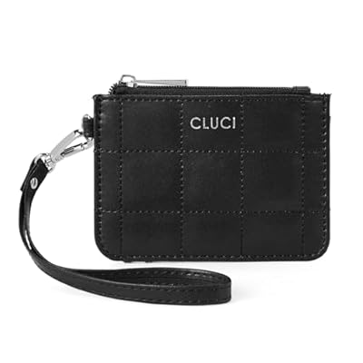 CLUCI Small Quilted Coin Purse Leather RFID Blo...