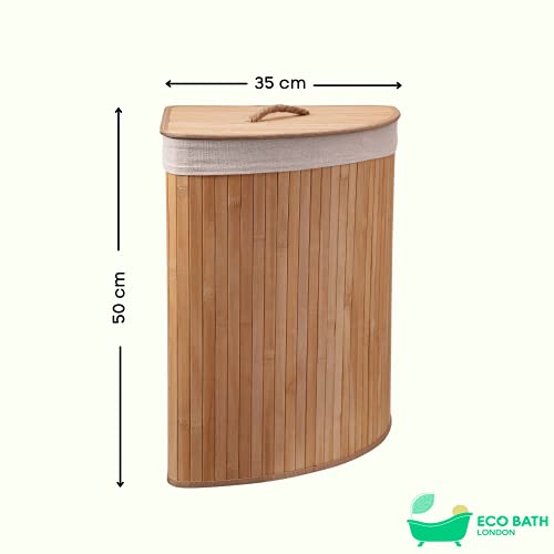 Eco Bath London Bamboo Laundry Basket with Lid - 55 Litres, Triangle Style, Laundry Hamper with Removable Washable Lining - Image 7