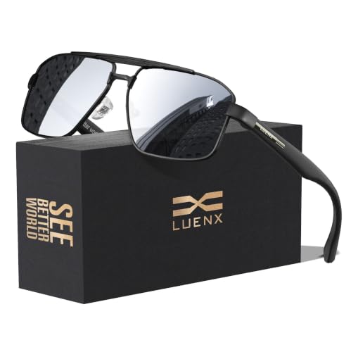 Image of Luenx Aviator Sunglasses Polarized Men Women Square UV400 Driving