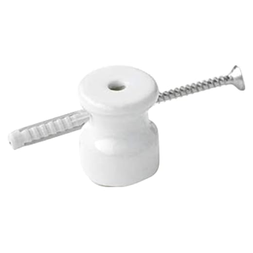 Klartext BELLE EPOQUE - Aislantes de estilo vintage para instalación con cable trenzado textil (porcelana fina, 20 mm de diámetro, 6 unidades), color blanco brillante