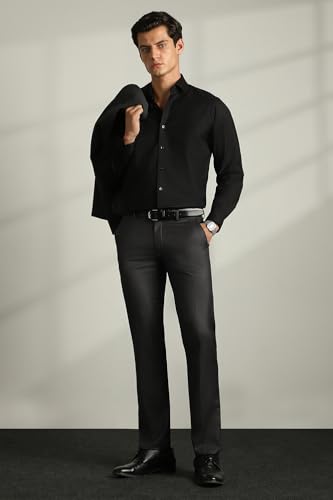 Image of Van Heusen Men's Fashion Formal Mid Rise Slim Fit Premium Formal Trousers | Superior Comfort | Auto-Flex Waist Band | Soft Touch