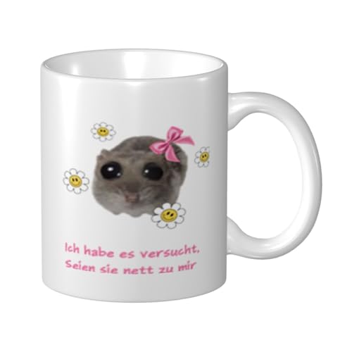 Dasfie Sad Hamste Kaffeetasse, 325 ml, Keramiktasse, lustiges Geschenk für Frauen und Männer