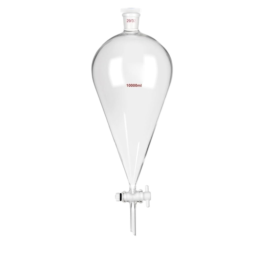 Embudo Separador Piriforme Vidrio Borosilicato Llave PTFE Extracción-10000ml 29/32