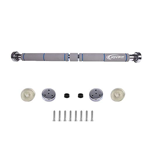 Joyfit Home Exercise Pull Up Bar | 200 KG Load Capacity | Door Safety Cap With Perfect Door Frame Fit | Chin up Bar with Easy Installation | Extra density Long Foam Grips for Upper & Lower Body Exercises for Men & Women | Adjustable (65 - 95 CM)