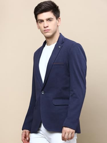Image of SHOWOFFFF Men Solid Single Breasted Party Blazer | Notched Lapel Full Sleeves Cotton Blazer's for Mens | Slim Fit Regular Length Blazers for Men's