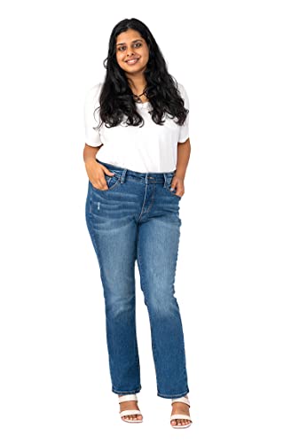 Slink - Premium Women's Plus Size Stretch High Rise Straight Jeans (Indigo)