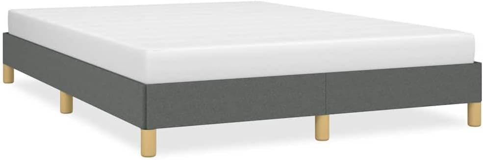 Queen Bed Frame Dark Grey Fabric with Engineered Wood, Sturdy Platform Foundation, Modern Minimalist Bedroom Furniture, Easy Assembly, Durable Mattress Support