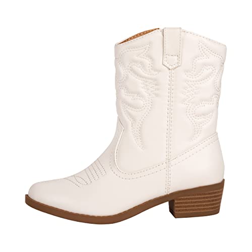 ~ Andie ~ Kids Western Cowboy Stitched Pointe Toe Low Heel Ankle Mid Shaft Fashion Girls Boys Unisex Boots Children - Main Image