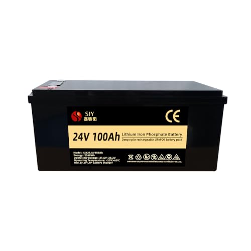 Lifepo4 Mini batterie à décharge profonde 24 V 100 Ah pour camping-car, solaire, camping, cabine, système marin et hors réseau, stockage d'énergie à la maison, jusqu'à 15 000 cycles