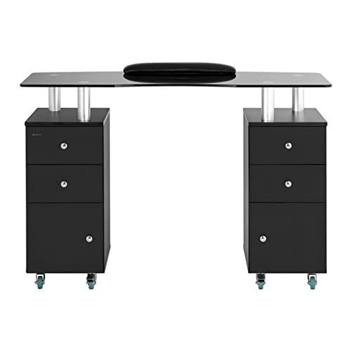 Physa Phy-MT-5 Nageltisch 1.200 x 515 x 810 mm Schwarz Maniküretisch Nagelstudio-Tisch Manikürtisch – Bild 6