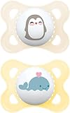 MAM Original Soothers | 0-6 Months | 2 Pack | Comes in Dummy Steriliser Case | Sustainable Materials | Baby Accessories | Cream (Various Designs)