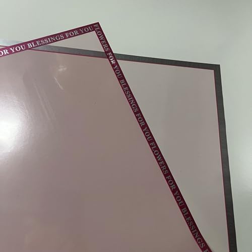 Image of Oasis - 20 Sheets Korean Style Waterproof Premium Bouquet Wrapping Sheet (58cm x 58cm) | Pink With Hot Stamping Border Line Flower Wrapping Sheet | Elegant packaging for bouquet, Gift Wrapping & More