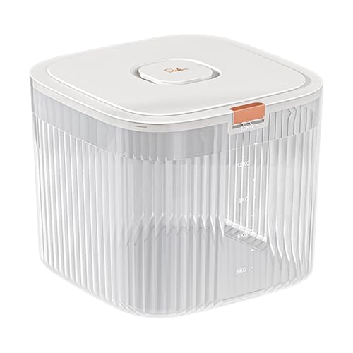 Contenedor de arroz de gran capacidad, dispensador de granos para encimera, cubo transparente para alimentos de 10 kg con taza medidora, material de PP resistente, organizador de cocina con diseño de
