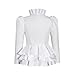 Women's Edwardian Blazer Jacket Steampunk Riding Habit Vintage Victorian Coat Historical Theater Costume (White, L)