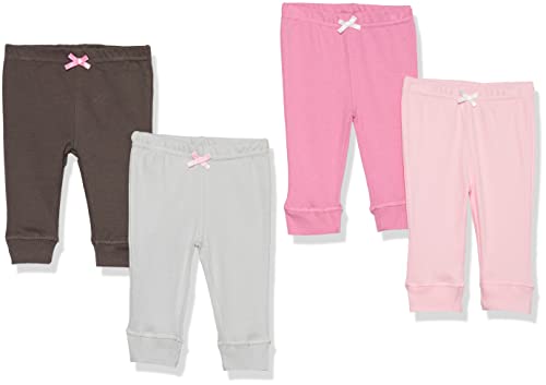 Image of Touched by Nature Unisex Baby Organic Cotton Pants, Pink Gray Solid, 3-6 Months