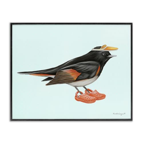 Bird in Rubber Clogs Visor, 24 x 30 Inch Framed Giclée Print