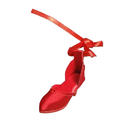 Milageto Sandalias de tacón, Zapatos con Cordones en el Tobillo, atuendos cómodos, Tacones realistas con Cordones, Calzado para Figuras a escalapara 1:6, Rojo