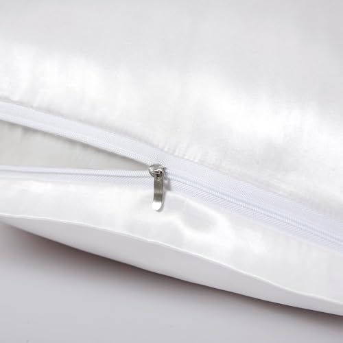 Image of 2 Pack Zippered Satin Pillowcaes, Luxury and Silky Soft Travel Zip Pillow Cases (Standard, White)