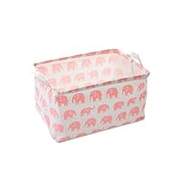 IMIKEYA Pink Elephant Storage Basket and Toy Organizer, Cotton Linen Fabric Nursery Storage Bin, Clothes Hamper for Kids and Baby Room