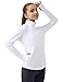 JOCMIC Girls Long Sleeve Shirts Athletic Equestrian Horse Riding Shirt with Pockets Thumhole Half Zip Workout Jacket for Golf White 9-10 Years