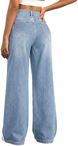 EMMIOL Women's Wide Leg Baggy Jeans Mid Rise Butt Lifting Stretch...