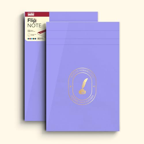Image of SOLO Flip Note | A5 Premium Notepad with Luxe Velvet-Finish Cover | 80 GSM | 80 Natural Shade Sheets | Micro Perforation | Pack of 2 (Pastel Lavender)