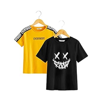 Dagcros Boys Half Sleeve Printed Cotton T-Shirts, Combo-BD8+BD9