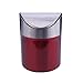 Produktbild Mini gebürstetem Edelstahl Swing Top Arbeitsplatte Abfalleimer 12x16.5cm Wein Rot