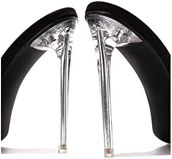 Cape Robbin Brisa Stiletto High Heels for Women - Clear Heels for Women - Square Open Toe Sparkly Sandals for Women - Rhinestone Sandals for Women - Black Size 10 | Image 4