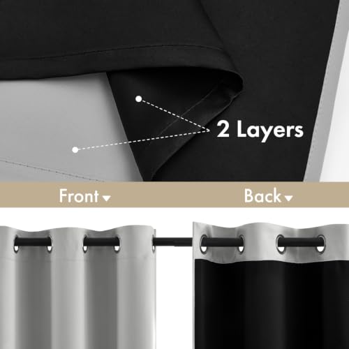 Image of MIULEE Light Grey 40x84 Inch 100% Blackout Curtains for Bedroom | 2 Thick Layers Thermal Insulated Window Curtains with Black Liner, Noise Reducing Grommet, Drapes for Living Room, 2 Panels