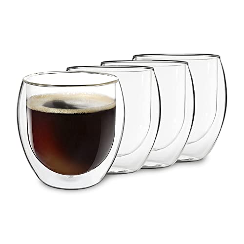 DUOS 4X 310ml Jumbo doppelwandige Gläser Cappuchinogläser, Thermogläser - Set mit Schwebe-Effekt, auch für Tee, Cocktails, EIS, Säfte… – Ansicht 1