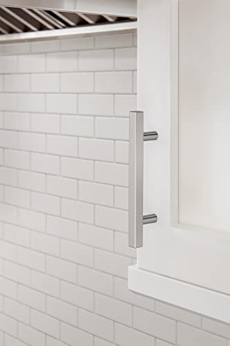 Image of Amerock 25 Pack 3-3 /4 inch Bar Pulls Square Polished Chrome Drawer Pull | 3-3 /4 inch (96mm) Center-to-Center Mounting Distance and 6-1 /16 inches Overall Length, Durable Zinc Cabinet Hardware