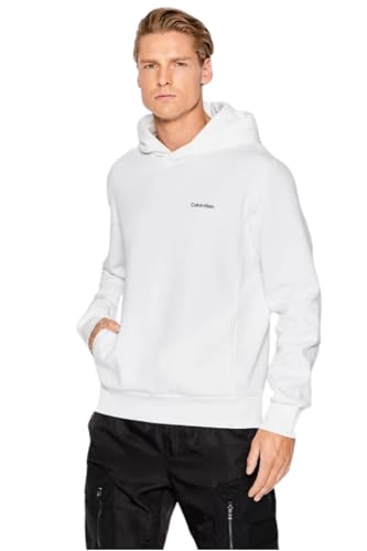 Calvin Klein Herren Hoodie Micro Logo Repreve mit Kapuze, Weiß (Bright...