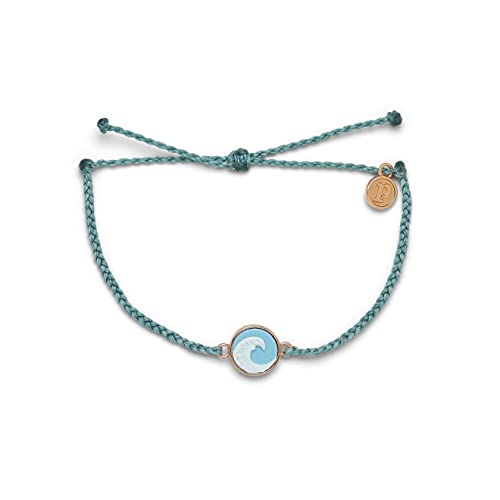Image of Pura Vida Silver or Rose Gold Wave Cameo Bracelet - 100% Waterproof, Adjustable Band, Brand Charm