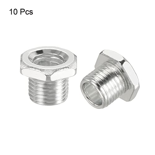 Image of MECCANIXITY Hex Bolt Screw 11mm Long M10 Thread Pipe Hexagon Countersunk Flat Head for Chandelier, Galvanized Iron Pack of 10