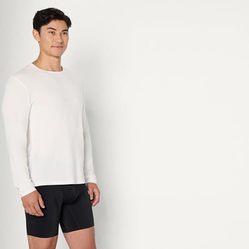 Amazon Essentials Camiseta Interior de Manga Larga, de Tela Modal, Supersuave Hombre, Pack de 2, Blanco, L