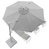 Toile Parasol 8 Baleines 3m 3.5m Déporté Garden Parasol Cover Auvent De Remplacement Umbrella Canopy De Terrasse, Protection UV Housse De Rechange(Gray,3.5m)