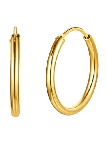 Silvora 20mm Pendientes Aros Oro Pequeños Aros Chapado Oro Mujer Pedientes Chicos