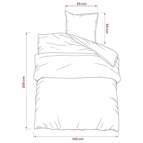 Parure de lit en coton noir avec taie d'oreiller 65x65 cm - 6