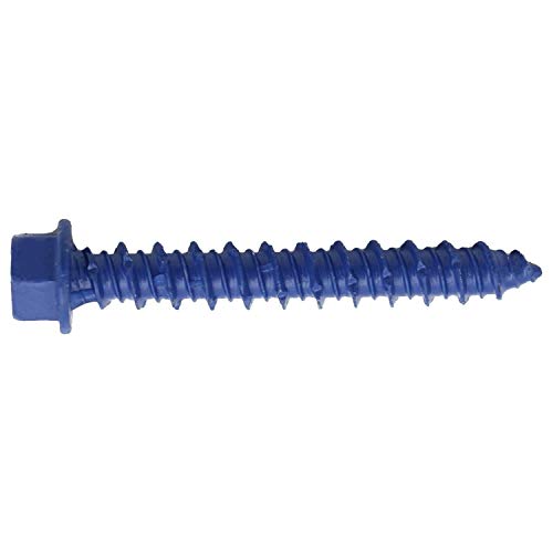 Blue Concrete Anchor Screws 1/4" x 1-3/4" Carbon Steel Hardened - Interior & Exterior Coated Rust and Corrosion Resistant Screws (Qty 100)