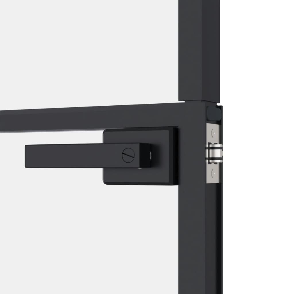 Drzwi wewnętrzne czarne 83 x 201,5 cm szkło hartowane i aluminiumSprzęt Materiały budowlane Drzwi Drzwi domowe