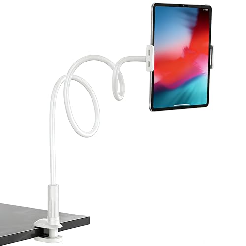 Image of Rupoku Gooseneck Tablet Holder Phone Stand, Flexible Tablet Stand, 360 Adjustable Lazy Arm Holder Clamp Mount Bracket Bed for iPad Air Pro mini, Samsung Galaxy Tabs, iPhone, Switch, 4.0~10.5 inch Devices