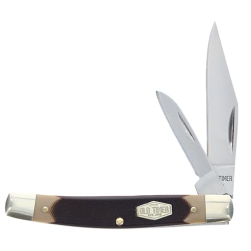 Old Timer 33OT Middleman Jack 5.7in S.S. Traditional Folding Knife with 2.4in Clip Point Blade and Sawcut Handle for Outdoor, Hunting, Camping and EDC,Brown