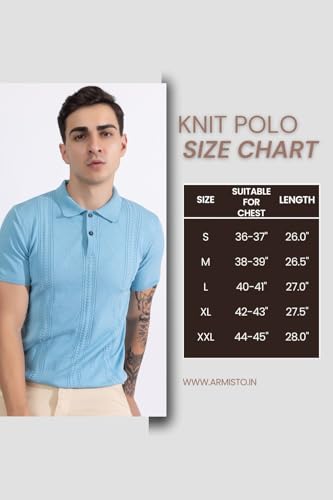 Image of Armisto Men's 100% Cotton Fancy Party Polo T-Shirt /Neutral Colour