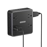 NTONPOWER Multi Plug Wall Outlet Extender with USB Ports(1 USB C), Wall Surge Protector 1800 Joules, 3 Sided Outlet Splitter Widely Spaced for Home, Dorm Essentials(Black)