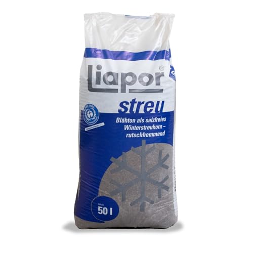 Liapor Blähton Winterstreu Ohne Salz Streumittel Für Winter Streugranulat Streugut Streusplitt Salzfrei Streuen Tierfreundlich Rutschhemmend Sehr Fein 1-5mm 50l Sack / 1 Karton Paligo